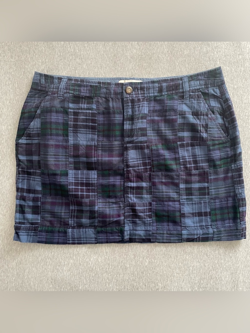 Old Navy Women’s Size 14 Purple, Blue, Green Plaid Patchwork Cotton Mini Skirt